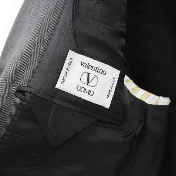 Valentino Wool Silk Herringbone 2 Pc 3 Btn Single Breasted Suit Coat Pants 52 - Picture 8 of 9